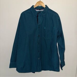 Ariat Pro Series Men's Blue Check Button Down Shirt Size Extra Large